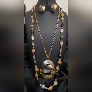 #59. Gold Multi-Stone Statement Necklace Set